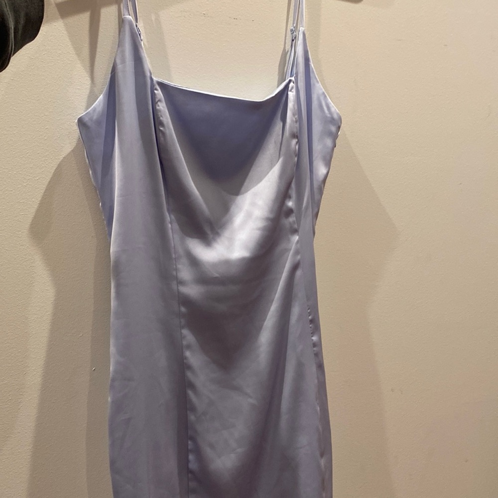 Light blue square neck dress, short